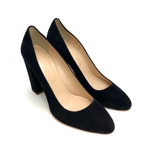 J. Crew Suede Pointed Toe Block Heel Pumps in Black Size 10 #B0942 - Picture 10 of 12